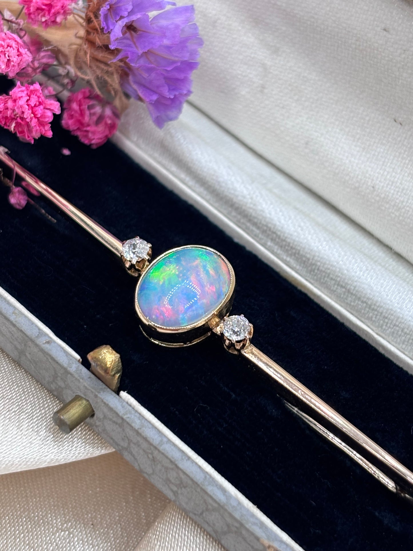 Antique 15ct Opal and Diamond Brooch.