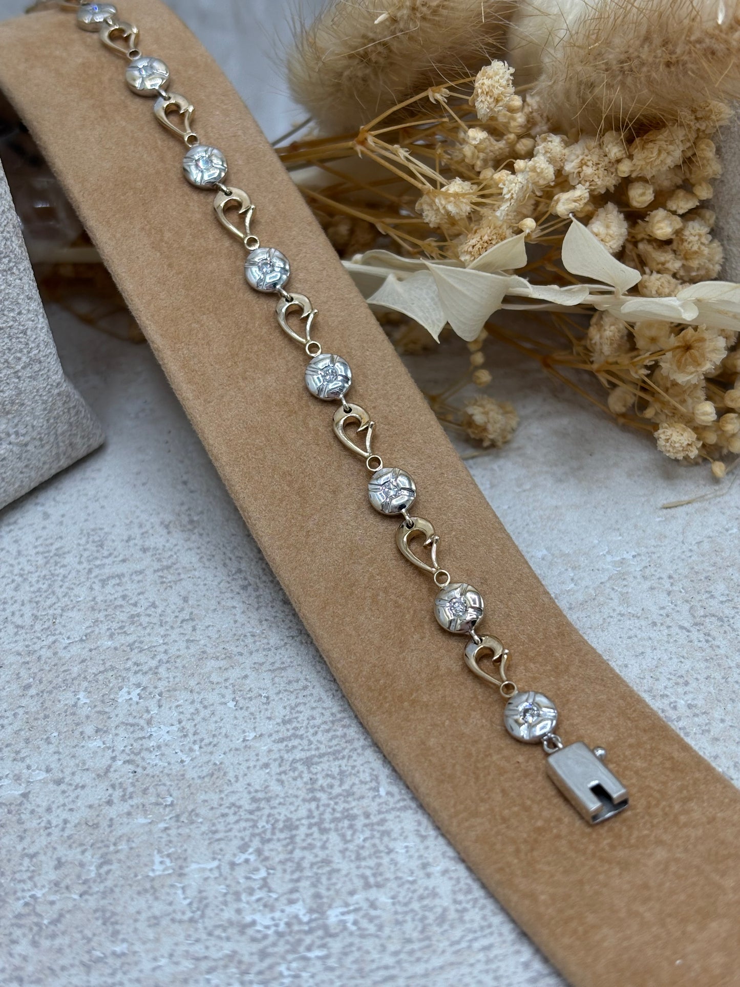 18ct Yellow and White Gold Diamond Bracelet