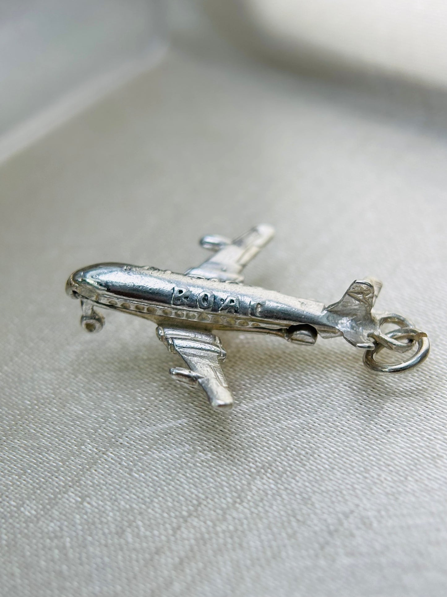 Vintage Silver Charm Boeing Jet Aeroplane