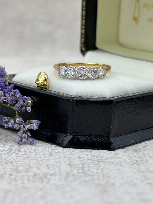 18ct Gold and Platinum Five Stone Diamond Ring