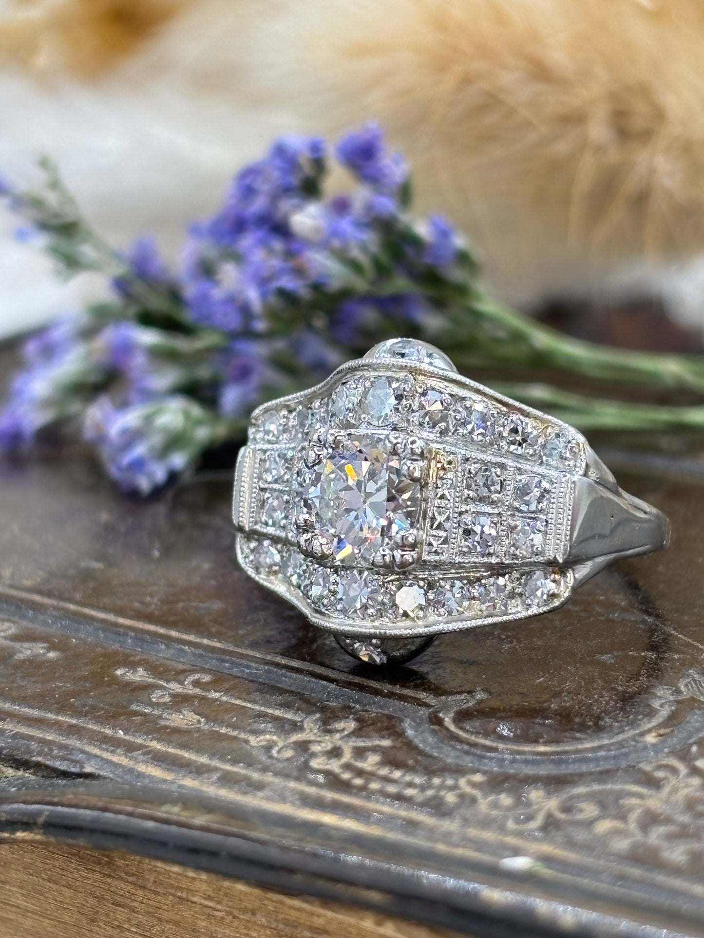 Art Deco Diamond Cluster Ring.