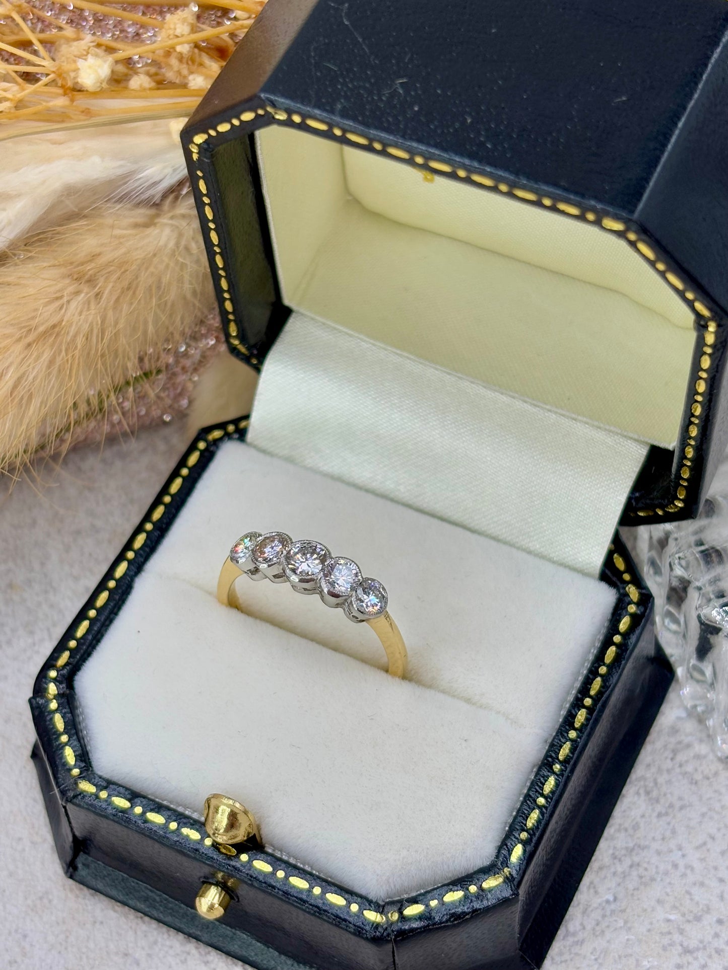 18ct Gold and Platinum Five Stone Diamond Ring