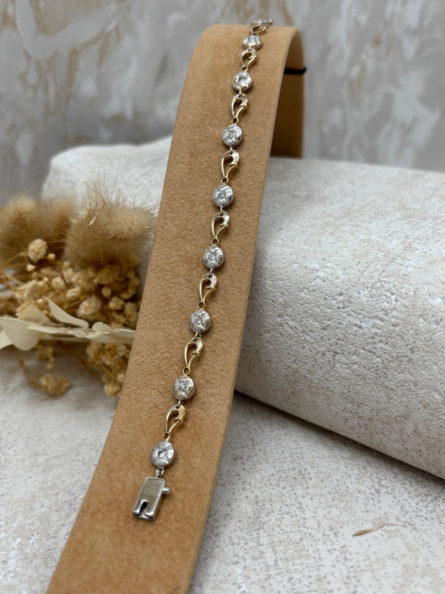 18ct Yellow and White Gold Diamond Bracelet