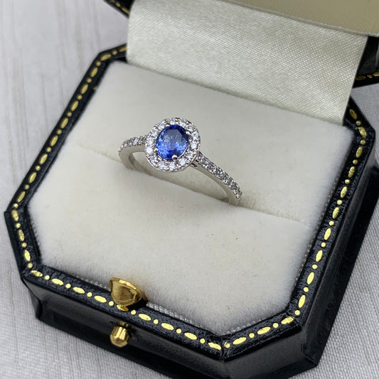 Platinum Sapphire & Diamond Ring